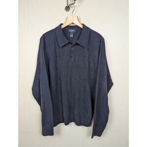 NWT Dockers Extra Soft Marled Blue Pullover Sweater Collared‎ Size L